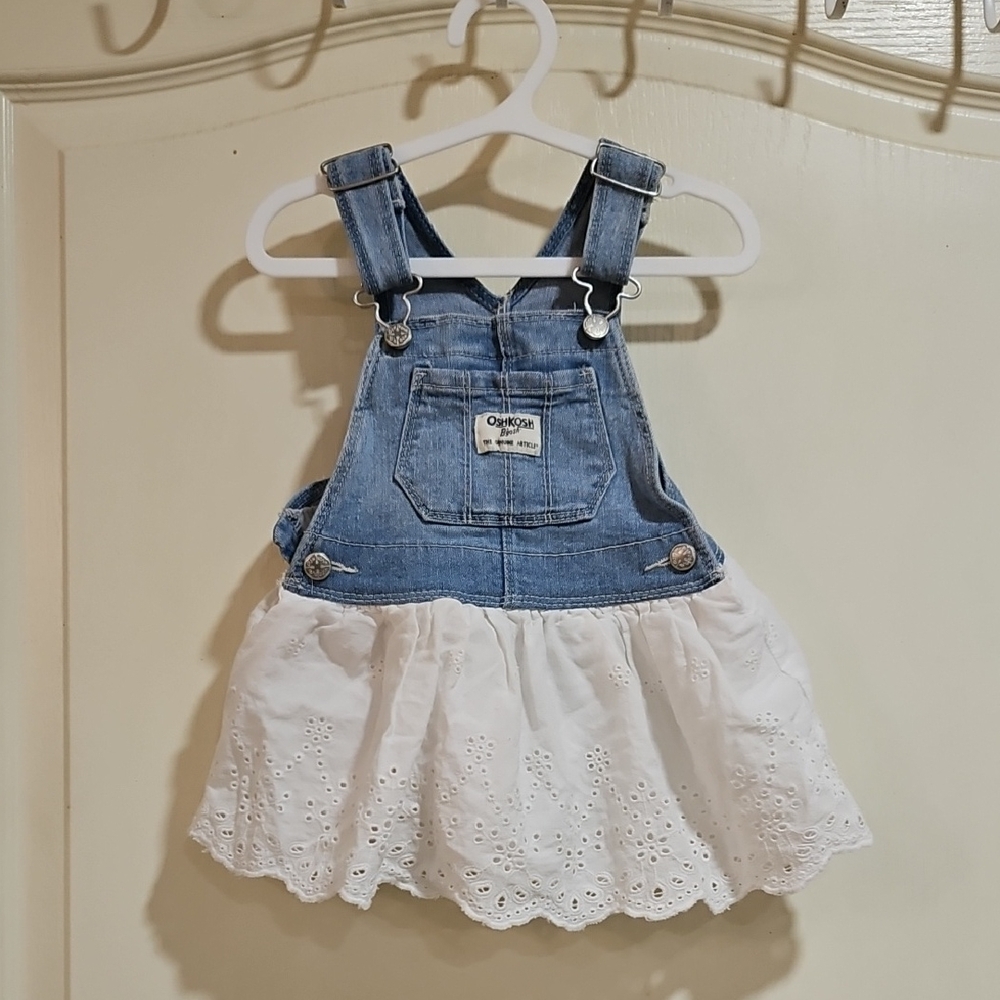 OshKosh B'gosh Denim and White Eyelet Skirtall
